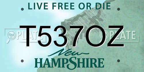 T537OZ New Hampshire License Plate