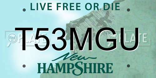 T53MGU New Hampshire License Plate