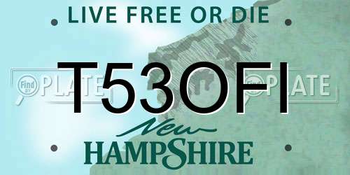 T53OFI New Hampshire License Plate