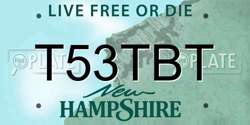 T53TBT New Hampshire License Plate