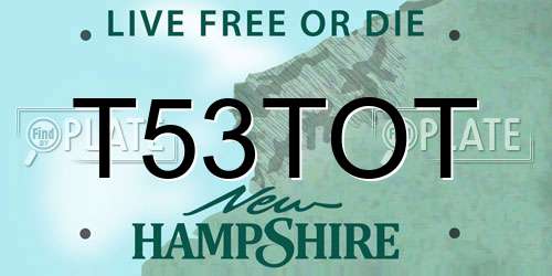 T53TOT New Hampshire License Plate