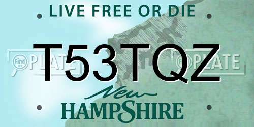 T53TQZ New Hampshire License Plate