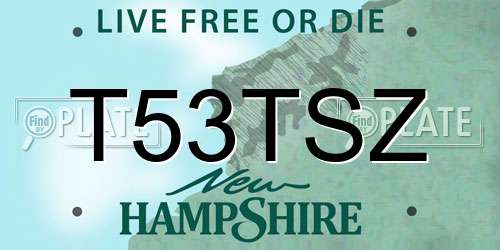 T53TSZ New Hampshire License Plate