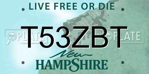 T53ZBT New Hampshire License Plate