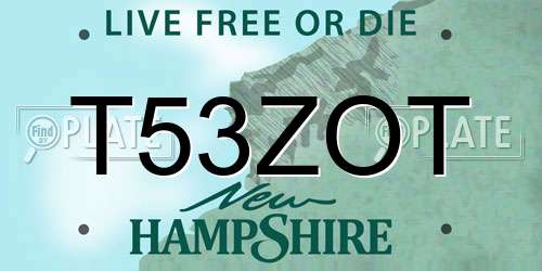 T53ZOT New Hampshire License Plate