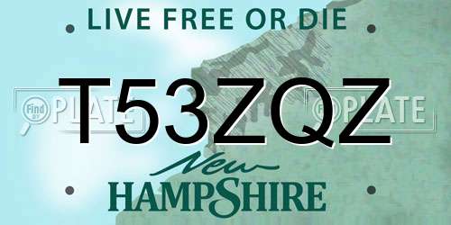 T53ZQZ New Hampshire License Plate