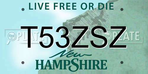 T53ZSZ New Hampshire License Plate