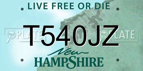 T540JZ New Hampshire License Plate