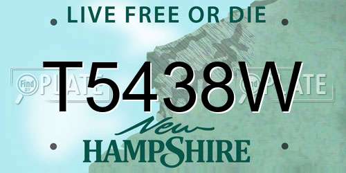 T5438W New Hampshire License Plate