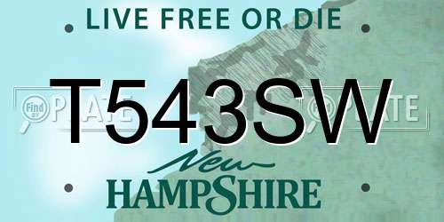 T543SW New Hampshire License Plate