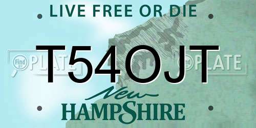 T54OJT New Hampshire License Plate