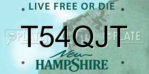 T54QJT New Hampshire License Plate