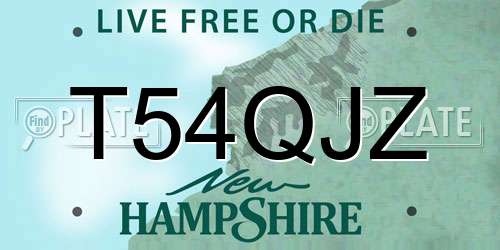 T54QJZ New Hampshire License Plate