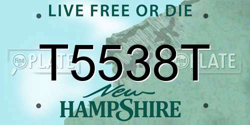 T5538T New Hampshire License Plate