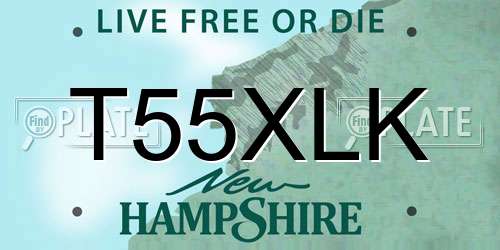 T55XLK New Hampshire License Plate
