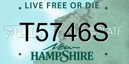 T5746S New Hampshire License Plate