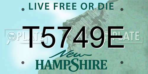 T5749E New Hampshire License Plate
