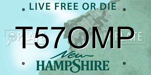 T57OMP New Hampshire License Plate