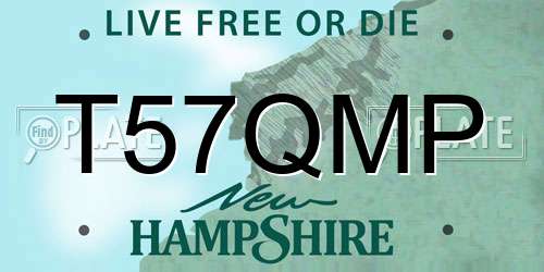 T57QMP New Hampshire License Plate
