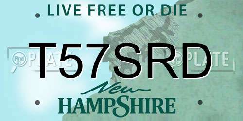T57SRD New Hampshire License Plate