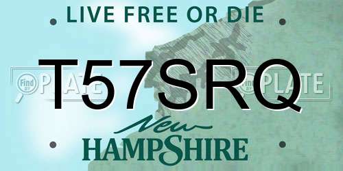 T57SRQ New Hampshire License Plate