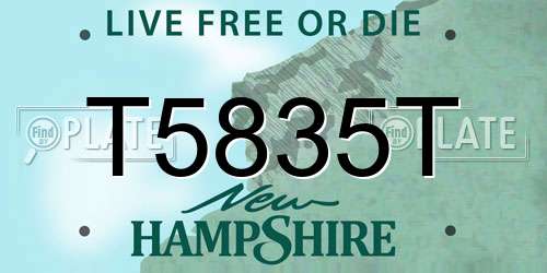 T5835T New Hampshire License Plate