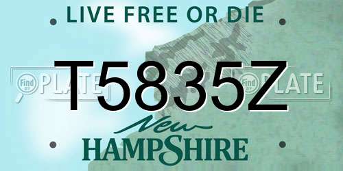 T5835Z New Hampshire License Plate