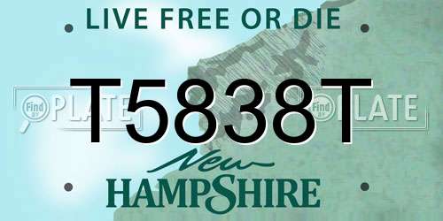T5838T New Hampshire License Plate