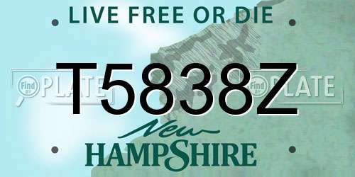 T5838Z New Hampshire License Plate