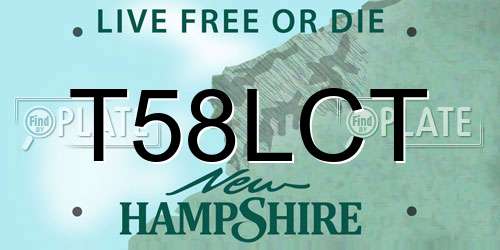 T58LCT New Hampshire License Plate