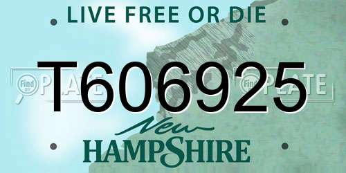 T606925 New Hampshire License Plate