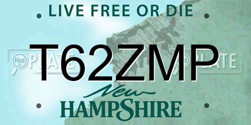 T62ZMP New Hampshire License Plate