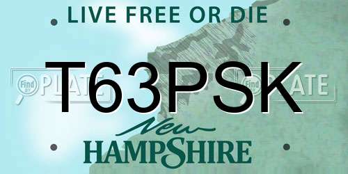 T63PSK New Hampshire License Plate