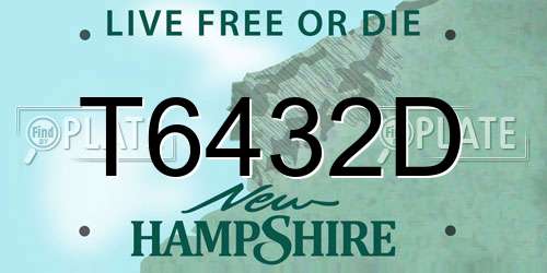 T6432D New Hampshire License Plate