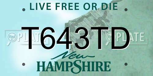 T643TD New Hampshire License Plate
