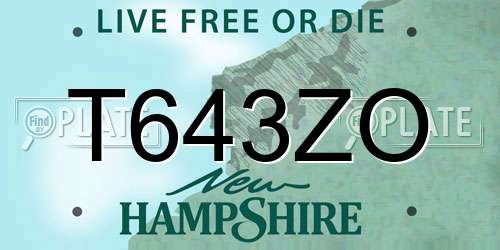 T643ZO New Hampshire License Plate