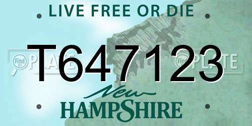 T647123 New Hampshire License Plate