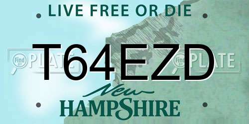 T64EZD New Hampshire License Plate