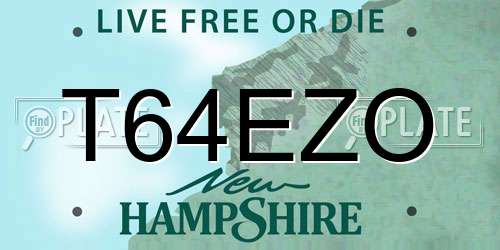 T64EZO New Hampshire License Plate