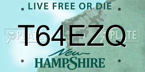 T64EZQ New Hampshire License Plate