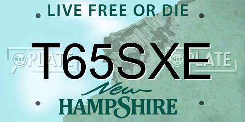 T65SXE New Hampshire License Plate