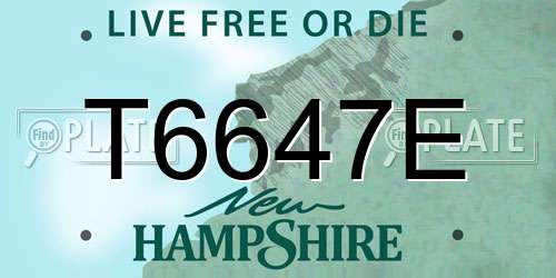 T6647E New Hampshire License Plate