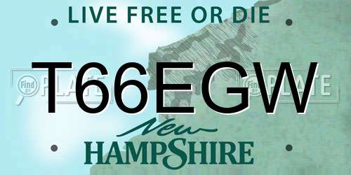 T66EGW New Hampshire License Plate