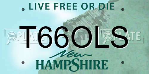 T66OLS New Hampshire License Plate