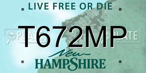 T672MP New Hampshire License Plate