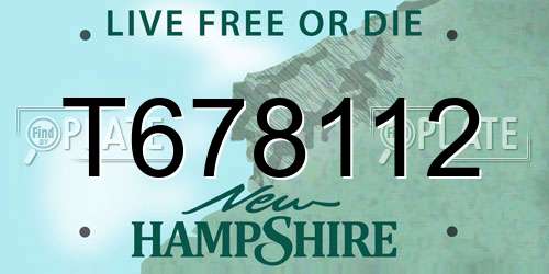 T678112 New Hampshire License Plate