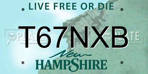 T67NXB New Hampshire License Plate