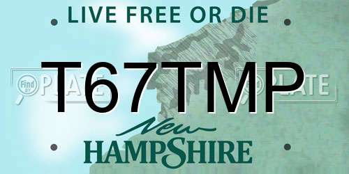 T67TMP New Hampshire License Plate