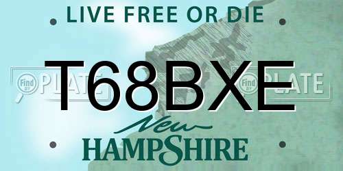 T68BXE New Hampshire License Plate