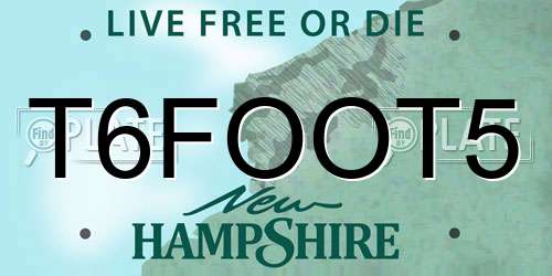 T6FOOT5 New Hampshire License Plate